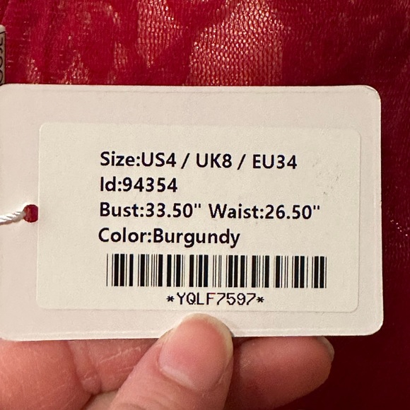 JJ’s House Burgundy NWT Sheath/Column Tea-Length Tulle Cocktail Dress Ruffle Sz4 - Picture 11 of 16